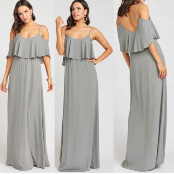 Show me your mumu Caitlin size XL chiffon cold shoulder party maxi dress - Picture 1 of 11